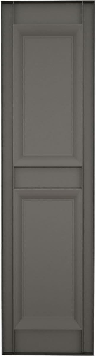 Ekena Millwork Lifetime Vinyl LP2S12X06700TG Standard Two Equal Panel Vinyls, Raised Panel Vinyl Shutters, w/Installation Shutter-Lok's & Matching Screws (Per Pair), 12"W x 67"H, Tuxedo Grey