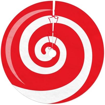 36 Inch Candy Cane Christmas Tree Skirt Red Swirl Christmas Decorations Lollipop Red and White Xmas Tree Mat Sweet Winter Holiday Party Decorations by Unknown