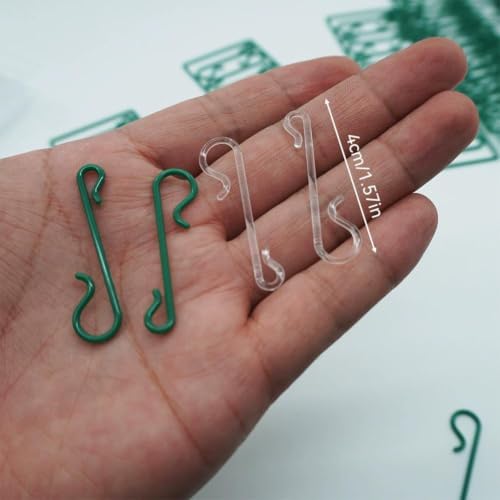 100Pcs Christmas Tree S-Shaped Hooks,Christmas Ornament Hangers Weatherproof Plastic Hooks Clear Accessories Home Decoration, Party Supplies for Tree Wreath - Image 6