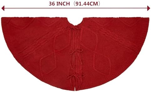 36 Inch Red Knitted Christmas Tree Skirt - Image 7