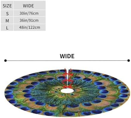 Peacock Feathers Circle Christmas Tree Skirt 30" for Xmas Halloween New Year Holiday Party Home Tree Mat Decor Ornaments Decoration - Image 2