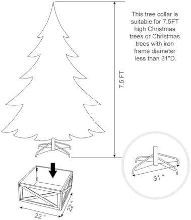 Glitzhome Wooden Tree Collar, Christmas Tree Base Cover, 22" L Natural Tree Skirt Collar Christmas Tree Collars for 7.5ft Tree - Image 3