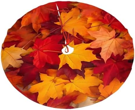 Autumn Christmas Tree Skirt, Maple Leaves Fall Xmas Large Tree Mat, New Year Festive Holiday Party Decorations 48" inches by Mount+Hour