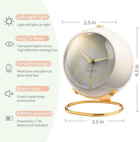 Tetino Analog Alarm Clocks,Retro Backlight Cute Simple Design Small Desk Clock with Night Light,Silent Non-Ticking,Battery Powered,for Kids,Bedroom,Travel,Kitchen,Bedside Desktop. (Blue) - Image 6