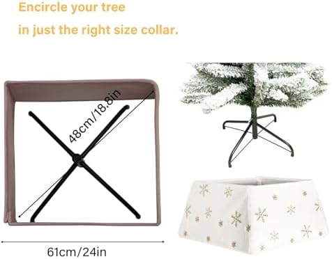Christmas Tree Collars for Atificial Trees, 24 Inch Snowflake Christmas Skirt, Base Cover,Holiday Home Decor Ring (Snow White, Medium) - Image 5