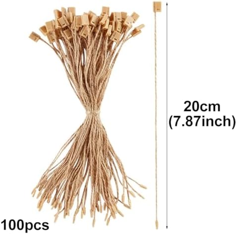 100pcs Ornament Hangers String, 7.87 Inch Precut Metallic Tinsel Rope Ornament Hanging Ropes with Snap Fastener for Christmas Tree Baubles Tags Party Favor, Khaki - Image 2