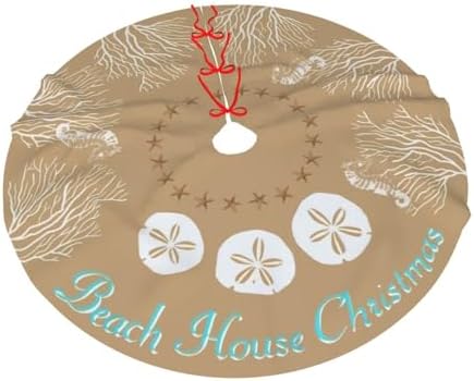 Beach Coral Cute Santa and Snowman Dolls Christmas Tree Skirt 30" for Xmas Halloween New Year Holiday Party Home Tree Mat Decor Ornaments Decoration - Image 7