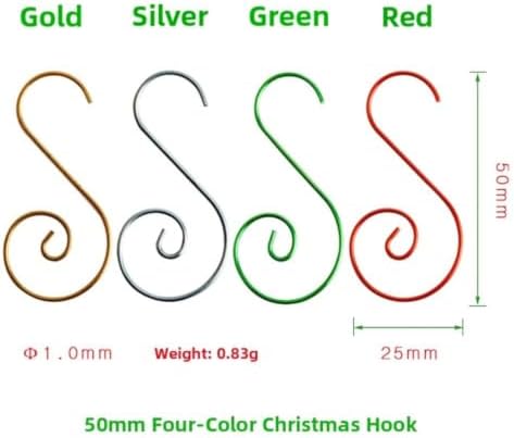 130-Pc Christmas Ornament Hooks, Metal, 4 Holiday Colors Set - Image 2