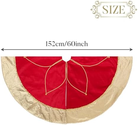 Valery Madelyn 60 Inch Red Gold Christmas Tree Skirt for Tree Decorations - Image 6