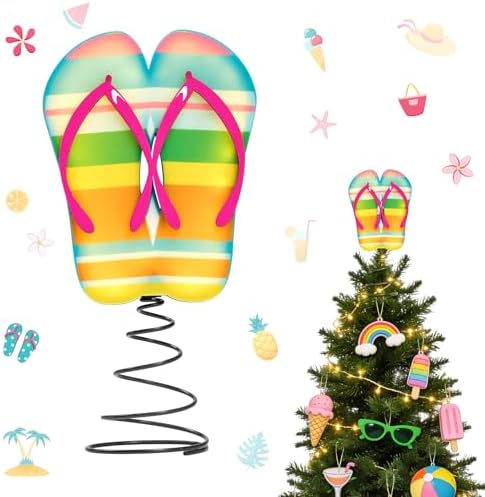 10 x 5.2 Inch Wooden Flip Flop Lighted Summer Christmas Tree Topper by Unknown