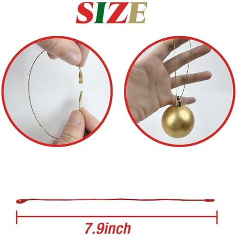 YOOHUA 604PCS 8inch Christmas Ornament Hooks, Ornament Hangers with Snap Ornament String for Christmas Tree Holiday Party Hanging Decorations Ropes Easy and Fast Locking (Gold Silver Red Green) - Image 2