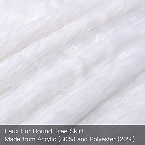 YEAHOME Christmas Tree Skirt, 60” Large White Tree Skirts with Soft Faux Fur Plush for Christmas Tree Decorations, White Christmas Tree Skirts Xmas Decorations for Indoor Holiday Party Decor - Image 4