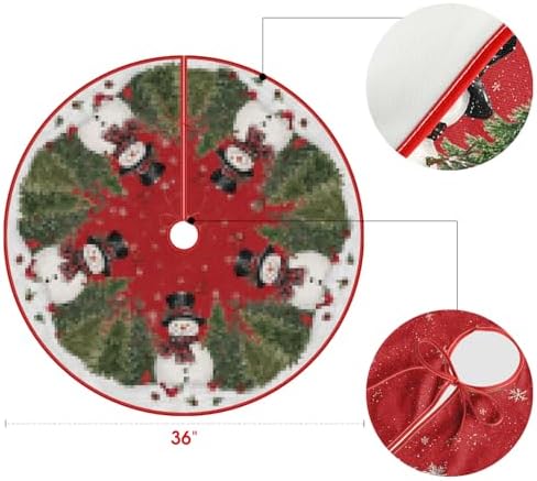 AVOIN colorlife Cardinals Cedar Snowman with Scarf Christmas Tree Skirt 36" - Image 6