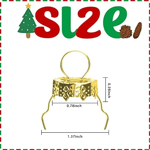 100 Pieces Round Christmas Ornament Caps - Replacement Ornament Hangers for Christmas Tree, Porcelain, Ceramic or Glass Decoration, DIY Decorations (Gold-3/4inch) - Image 2