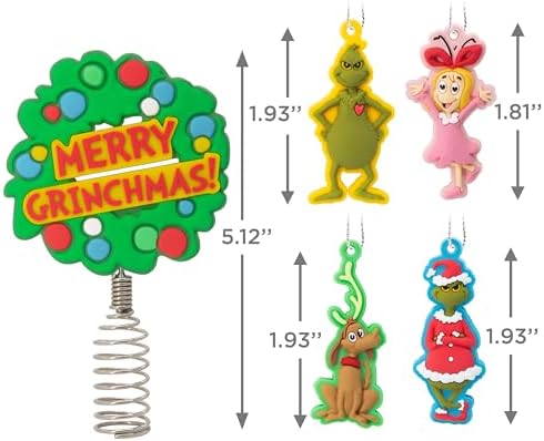 Hallmark Grinch Mini Christmas Tree Topper and Ornaments, Set of 5 - Image 4