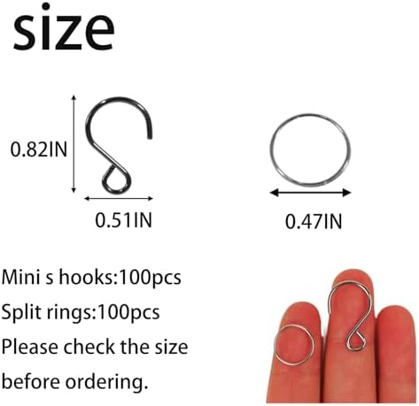 200PCS Stainless Steel Split Rings Connectors and Crystal Curtain S Shape Hooks for Chandelier,Suncatchers,Christmas Ornament Hooks - Image 2