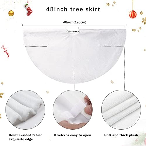 Large Tree Skirt 48 inch White Christmas Tree Skirts Faux Fur Christmas Skirt Tree - Image 2