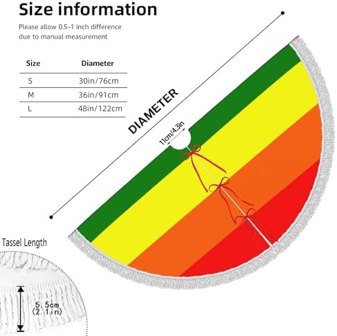 Christmas Tree Skirt 36" Inch LGBT Gay Pride Flag Xmas Tree Skirt Mat with White Tassel for Party Holiday, Tree Skirt Christmas Decorations - Image 5