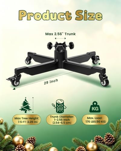 Rolling Christmas Tree Stand Base for Up to 7.5 FT Artificial Trees - Image 5