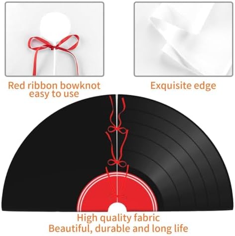 Vinyl Record Christmas Tree Skirt 36 Inch Mat Funny Party Holiday Festive Decor Supplies for Home Occasion Ornament Decorations - Image 3