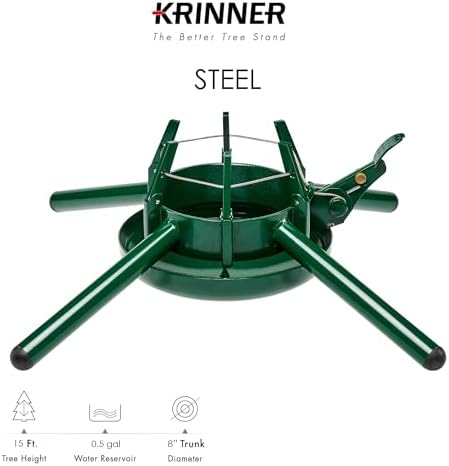 Krinner Christmas Tree Genie Steel - Green Tree Stand - Original Single Cable Operation, Holds up to 15 ft Live Trees - Foot Pedal Setup & Water Reservoir - 4 Stabilizing Feet, German Made - Image 3