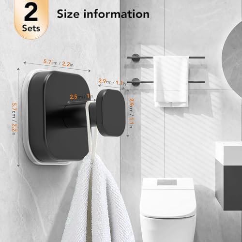Ornament Hooks,Upgraded Suction Cup Hooks, Wreath Hangers for Front Door, Towel Racks, 2 in 1 Mantle Hanger, No Drill Garland Fireplace Stocking Hanger, for Christmas, Holiday, New Year (Black, 2) - Image 3