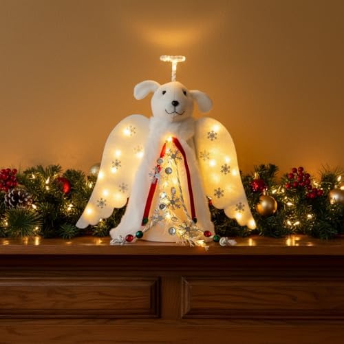 iHeartDogs Christmas Dog Angel Tree Topper with LED Halo - Image 2