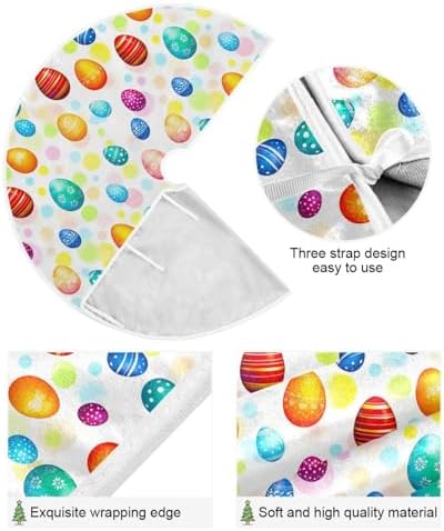 Colorful Easter Eggs Tree Skirt 36" Spring Floral Egg Art Christmas Tree Skirts Happy Easter Day Xmas Mat for Holiday Festival Party Decor - Image 2