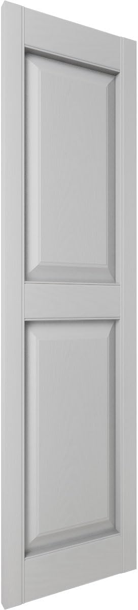 Ekena Millwork Lifetime Vinyl LP2S14X08000PG Standard Two Equal Panel Vinyls, Raised Panel Vinyl Shutters, w/Installation Shutter-Lok's & Matching Screws (Per Pair), 14 3/4"W x 80"H, Paintable