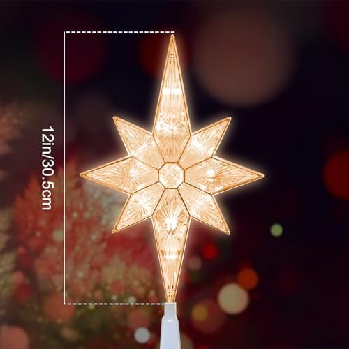 TWINGLEHOME12 Inch 11LED Christmas Tree Topper, Bethlehem Star Christmas Tree Decoration for Home Xmas Tree Decor (Warm White) - Image 2