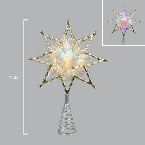 Philips 11.25" Gold Star Treetopper with Iridescent Tinsel - 3 Light Functions with Control Box and Coil - 10 Bicolor Microdot LEDs - 72" Lead-in - Image 2
