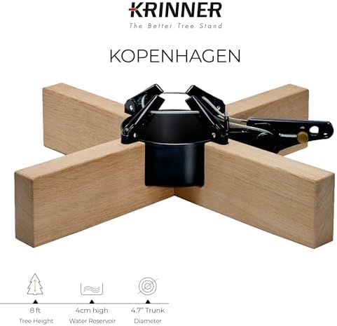 Krinner Christmas Tree Kopenhagen - Oak Brown Stand - Original Single Cable Operation, Holds up to 8 ft Live Trees - Foot Pedal Setup - 4 Solid Steel Stabilizing Feet, German Made - Image 3