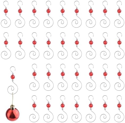 INCREWAY 30PCS Christmas Ornament Hooks, S-Shaped Metal Hooks, Decorative Hook with Crystal Beads for Hanging Ornaments, Decorations, Christmas Stockings by ForHome
