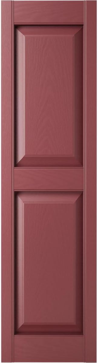 Ekena Millwork Lifetime Vinyl LP2S12X06300WN Standard Two Equal Panel Vinyls, Raised Panel Vinyl Shutters, w/Installation Shutter-Lok's & Matching Screws (Per Pair), 12"W x 63"H, Wineberry