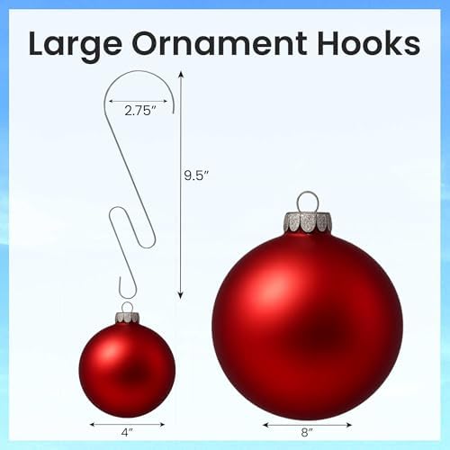 Ornament Hooks Large 9.5" Ornament Hangers Jumbo Ornament Hook Large Christmas Tree Hooks Heavy Duty Outdoor Xmas Ornament Hooks Metal Hangers Oversized Christmas Balls, 10 Pc - Image 2