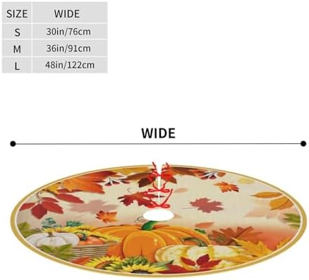 Maple Leaves Pumpkin Autumn Christmas Tree Skirt 30" for Xmas Halloween New Year Holiday Party Home Tree Mat Decor Ornaments Decoration - Image 2