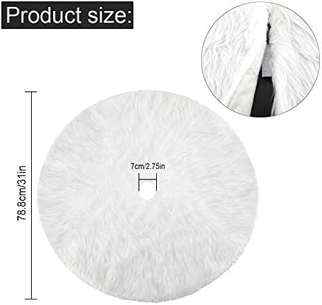 Konsait Plush Christmas Tree Skirt - Round Snow White Xmas Tree Mat Base Cover for Holiday Home Decorations,31Inch/78CM - Image 2