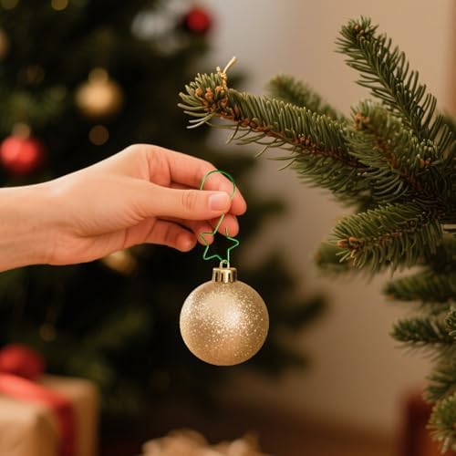 100 PCS Green Ornament Hooks(2 Inch) for Christmas Tree Home Party Decorations Metal Star Ornament Hangers Anchors Xmas Stocking Small Ornaments Ball Bulb Hangings Hooks Pins Clips Decor Indoor - Image 6