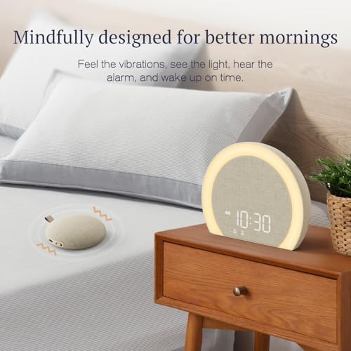 ANJANK Extra Loud Alarm Clock with Wireless Bed Shaker, Vibrating Dual Alarm with Light Wake Up for Heavy Sleepers & Hearing Impaired, 9-Color Night Light, 8 Sounds, 0-100% Dimmer, USB Charger - Image 2