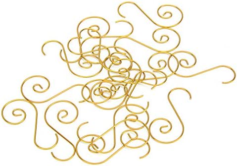 Cryfokt 60 Pcs Metal S Hooks for Christmas Tree Ornaments, 4 Colors (Gold) - Image 2