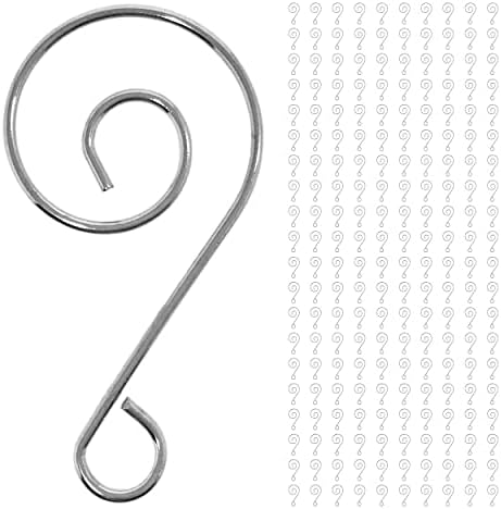 BANBERRY DESIGNS Christmas Ornament Hooks Set of 200 – Silver Chrome Decorative Swirl Hooks – 1.75" Metal Hangers for Tree Decorations, Baubles, Holiday Ornaments by BANBERRYDESIGNS