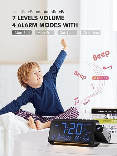 Mesqool Projection Alarm Clock Ceiling Display, with Temperature, Humidity - Image 5