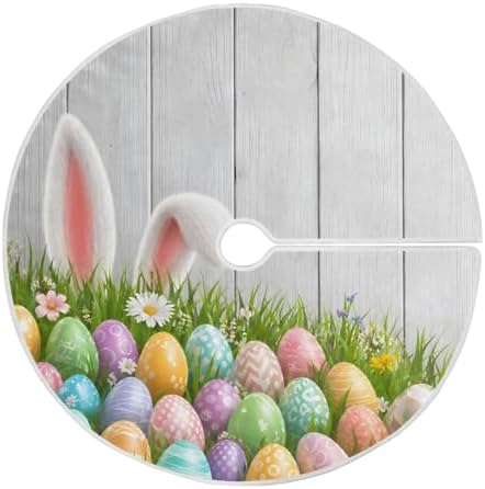 SUABO Easter Grass Eggs Christmas Tree Skirt 48 Inch, Xmas Tree Floor Door Mat for Party Decoration Holiday Decor Home Indoor Outdoor by SUABO