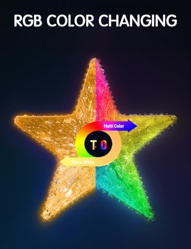 Christmas Tree Topper, Gold 9“ RGB Color Change Lighted Christmas Tree Star Topper, App Remote Control DIY Scene Mode Timer Dimmable, USB Xmas Topper for Christmas Tree Holiday Party Gift Decorations - Image 3