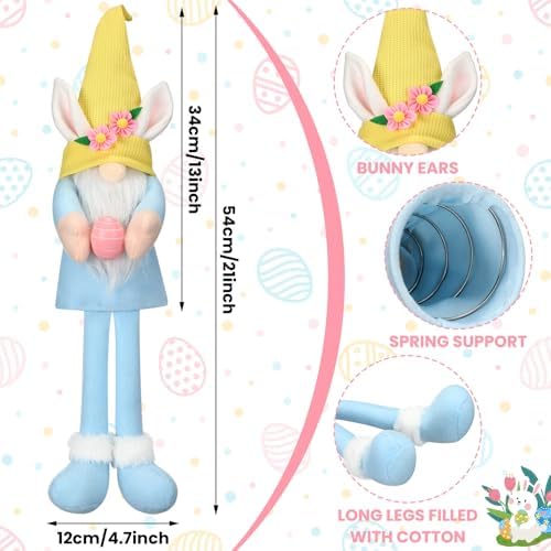 Soulchen 21 Inch Large Easter Bunny Tree Topper Decoration Plush Gnomes with Bunny Ears & Hugged Egg Cute Spring Tree Ornaments for Basket Stuffers Easter Home Decor Party Supplies - Image 2