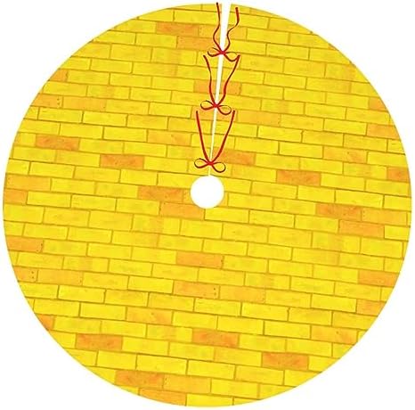 Gold Yellow Brick Funny 36 Inch Christmas Tree Skirt Carpet Mat Funny Party Decor Supplies for Xmas Halloween Decorations Occasion Ornament by LUMANSITTER