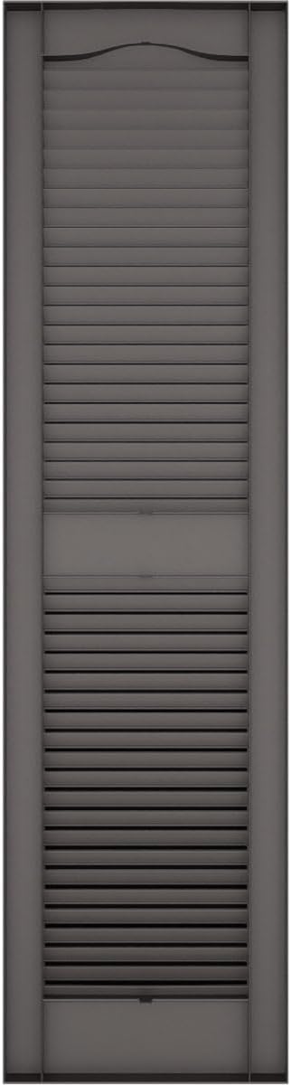 Ekena Millwork Lifetime Vinyl LL1S14X03600MS Standard Cathedral Top Center Mullion, Open Louver Vinyl Shutters, w/Installation Shutter-Lok's & Matching Screws (Per Pair), 14 1/2"W x 36"H, Musket Brown