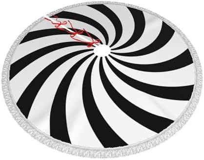 Christmas Tree Skirt 36" Inch Spiral Xmas Tree Skirt Mat with White Tassel for Party Holiday, Tree Skirt Christmas Decorations - Image 2