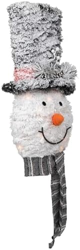 25" Lighted Snowman with Black Frosted Top Hat Christmas Tree Topper - Image 5