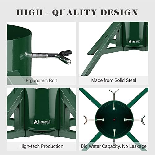 Tree Nest Christmas Tree Stand Base Tree Holder Modern Design for 10ft Real Tree Steel Stable for Xmas Tree Decoration Geometric (Large,Green) - Image 4